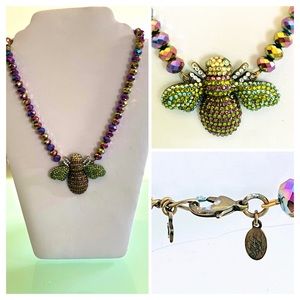 Stunning Rhinestone Beaded Bee Neclace